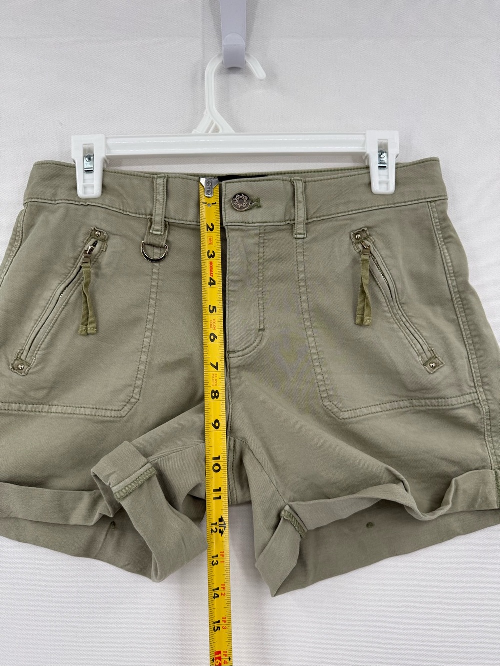 White House Black Market WHBM Olive Green Cargo Shorts Mid Rise Utility 4.5” - Picture 12 of 13